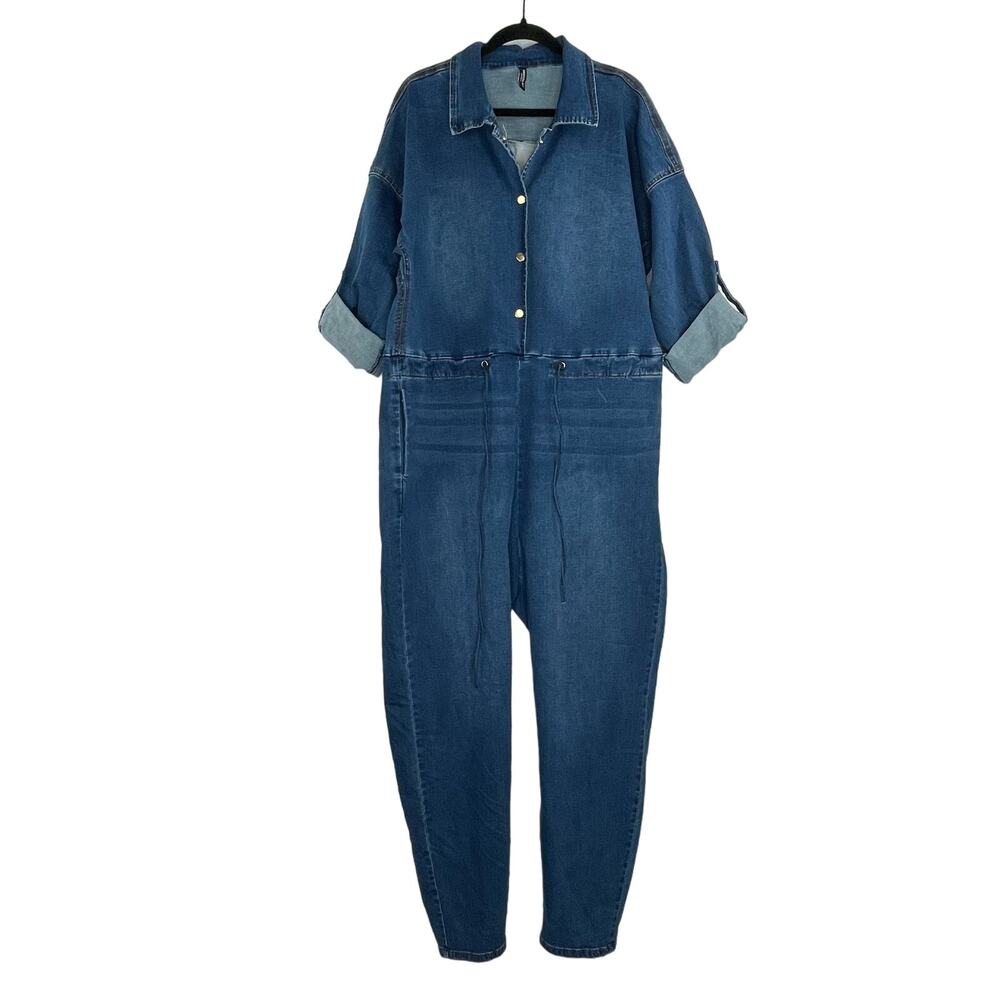 American Bazi denim jumpsuit Chain Cut Out Back women's size 3X